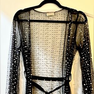 Beach Bunny Late Nights Pearl Mesh Cardigan Black